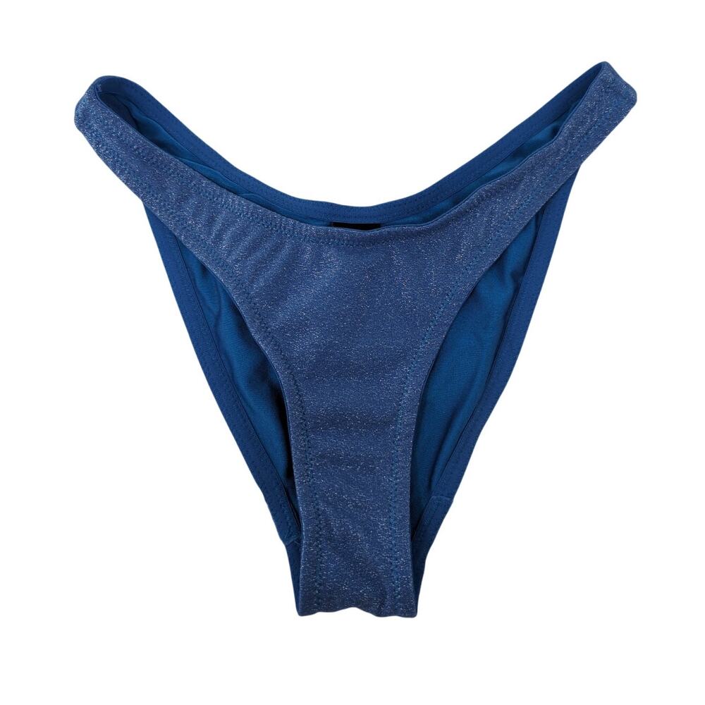Triangl High Leg Blue Glitter Bikini Bottoms Bathing Suit Beach Summer‎ Cheeky
